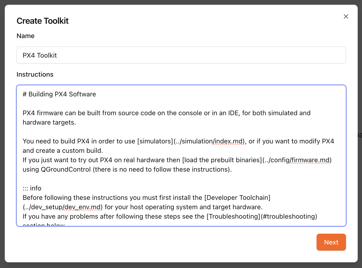 Toolkit Input Example